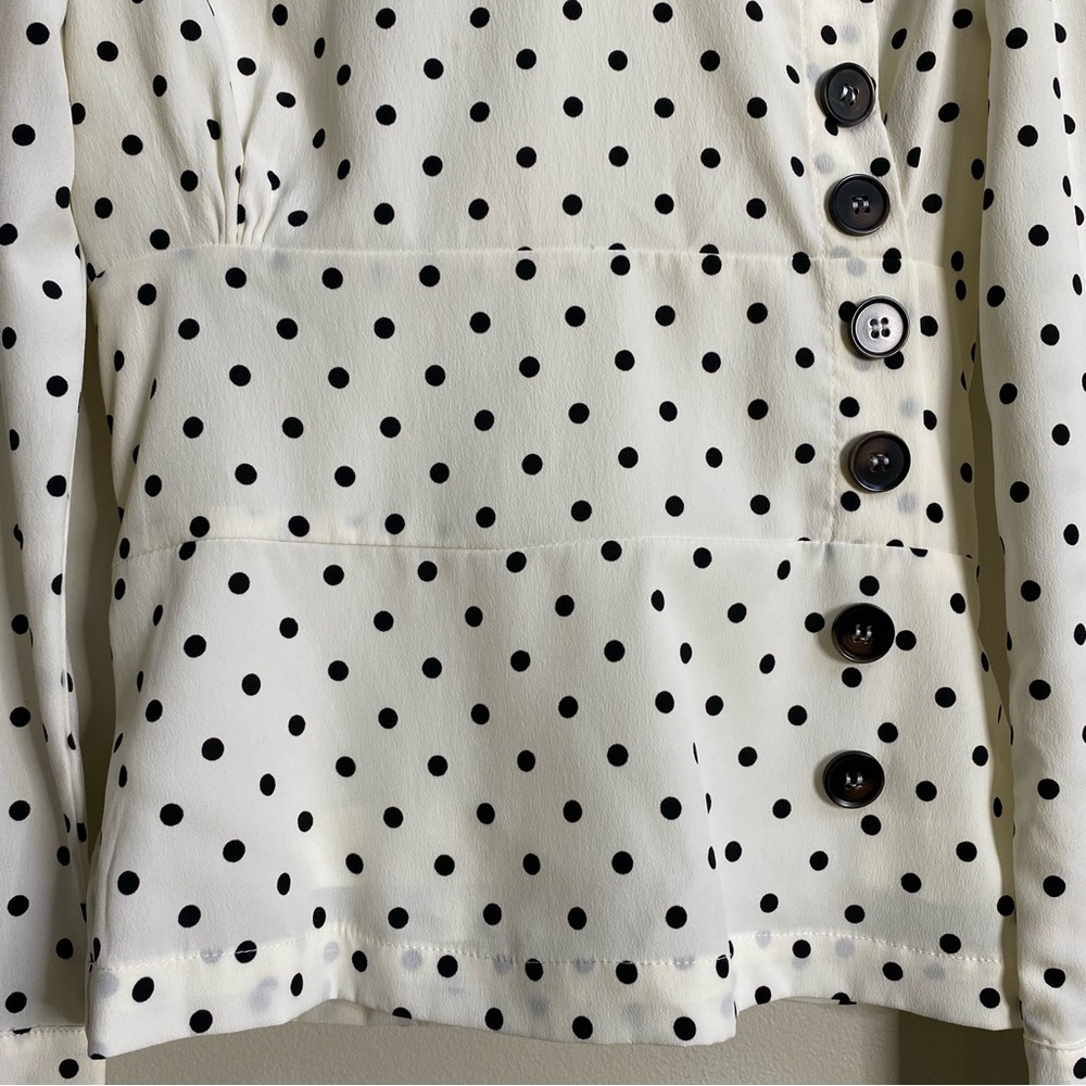 Pixie Market Polkadot High Neck Button Blouse Siz… - image 7